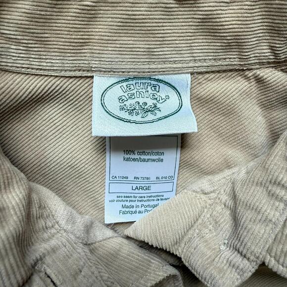 Laura Ashley Vintage Beige Corduroy Button-Up Shirt Made in Portugal L - Picture 5 of 7